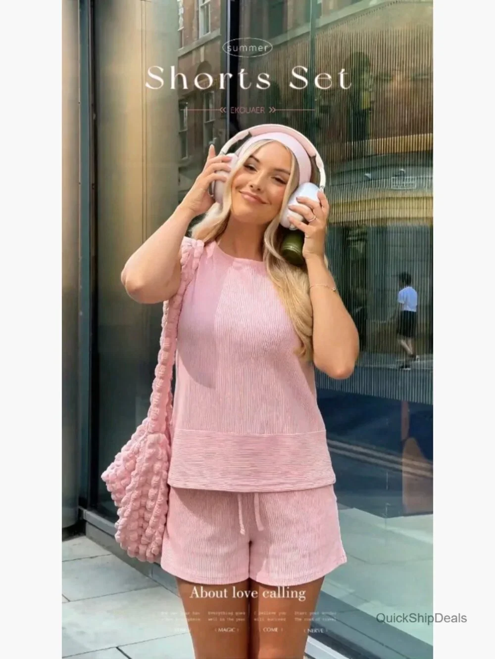 Two Piece Shorts Set Sleeveless Tank Top Matching Lounge Set